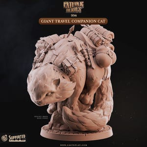 Giant Travel Companion Cat | RPG Miniature for Dungeons and Dragons|Pathfinder|Tabletop Wargaming | Catfolk Miniature | Cast N Play