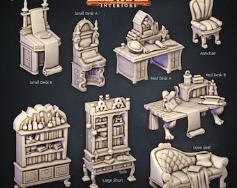 Terreno in miniatura per giochi di ruolo: set di mobili da studio - Dungeons and Dragons, Pathfinder