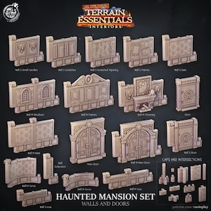 Haunted Mansion Walls | Modular Terrain | RPG Miniature for Dungeons and Dragons|Pathfinder|Tabletop | Cast N Play