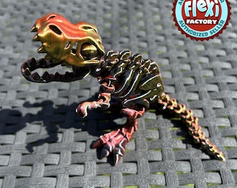 Articulated Skeleton T-Rex | 3D Printed Flexible Fidget Toy | FlexiFactory