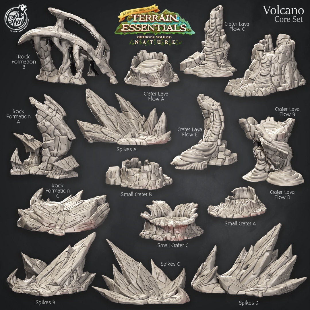 Volcano E Core Rocks Volcano Core Terrain Set: RPG Miniature Scatter Terrain - Etsy