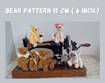 Bear 15 cm (6 inch.) PDF  Pattern  teddybear pattern digital download. Photo tuturial on the pattern