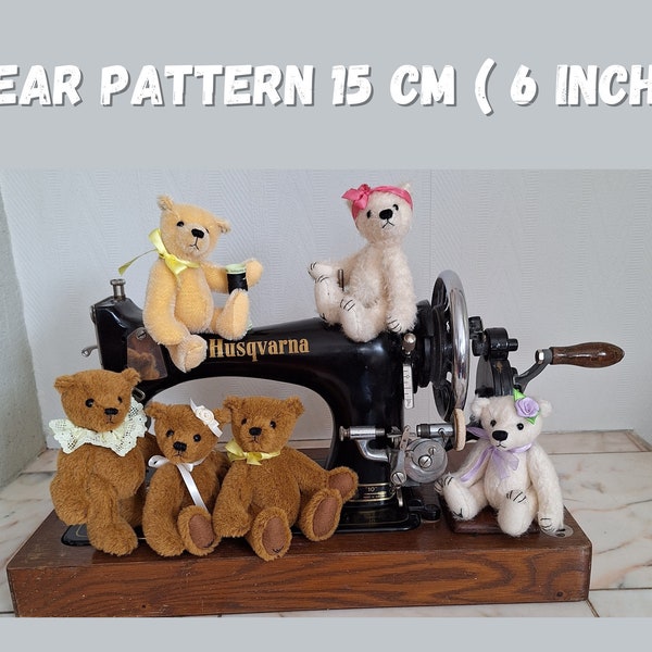 Bear 15 cm (6 inch.) PDF  Pattern  teddybear pattern digital download. Photo tuturial on the pattern