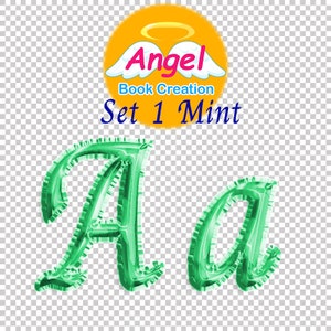 Alphabet de ballons vert menthe et caractère spécial Clip Art. Téléchargement instantané de fichier numérique au format PNG pour un design commercial (lot 1)