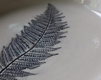 Ceramic Plates - Fern Print - Fern Leaves - Fern Print Plate - Porcelain - Pottery - Dinnerware - Botanical Art