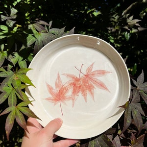 Japanese Maple Plate Ceramic Leaf Dish Ceramic Leaf Plate Pottery Plates Ceramic Plates Botanical Art image 1
