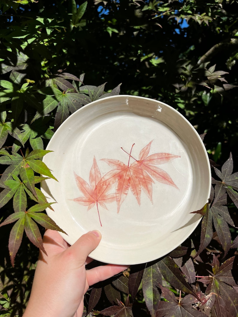 Japanese Maple Plate Ceramic Leaf Dish Ceramic Leaf Plate Pottery Plates Ceramic Plates Botanical Art image 1