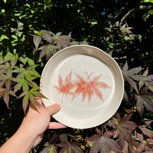Japanese Maple Plate Ceramic Leaf Dish Ceramic Leaf Plate Pottery Plates Ceramic Plates Botanical Art image 7