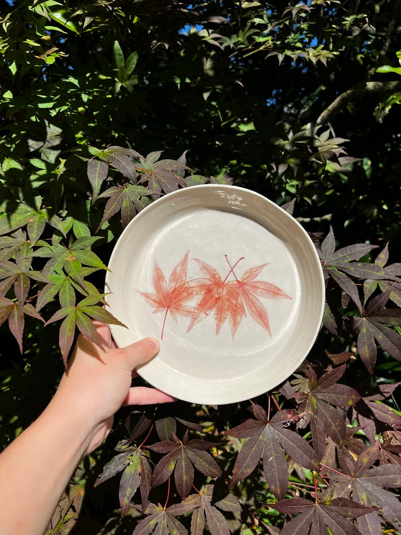 Japanese Maple Plate Ceramic Leaf Dish Ceramic Leaf Plate Pottery Plates Ceramic Plates Botanical Art image 7
