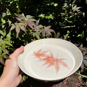 Japanese Maple Plate Ceramic Leaf Dish Ceramic Leaf Plate Pottery Plates Ceramic Plates Botanical Art image 4