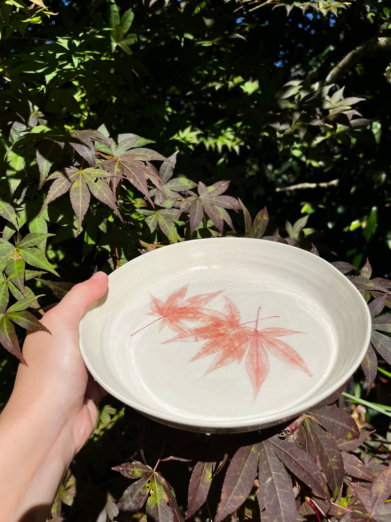 Japanese Maple Plate Ceramic Leaf Dish Ceramic Leaf Plate Pottery Plates Ceramic Plates Botanical Art image 4