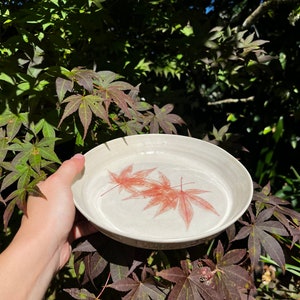 Japanese Maple Plate Ceramic Leaf Dish Ceramic Leaf Plate Pottery Plates Ceramic Plates Botanical Art image 6
