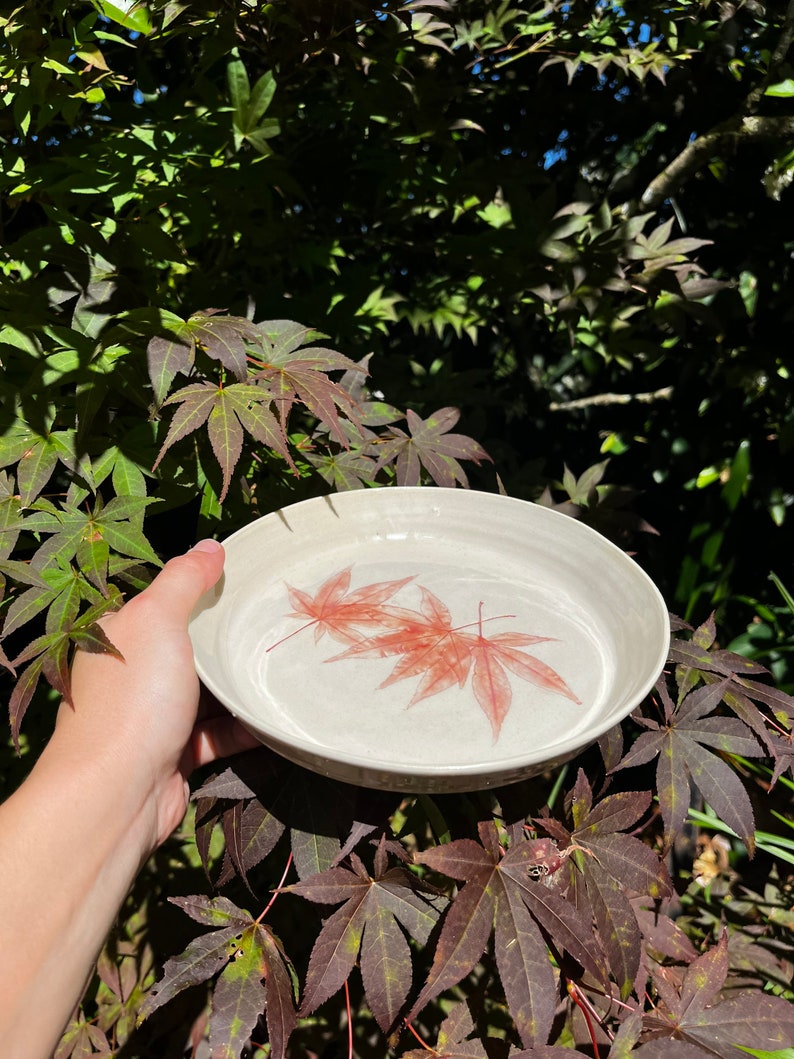 Japanese Maple Plate Ceramic Leaf Dish Ceramic Leaf Plate Pottery Plates Ceramic Plates Botanical Art image 6