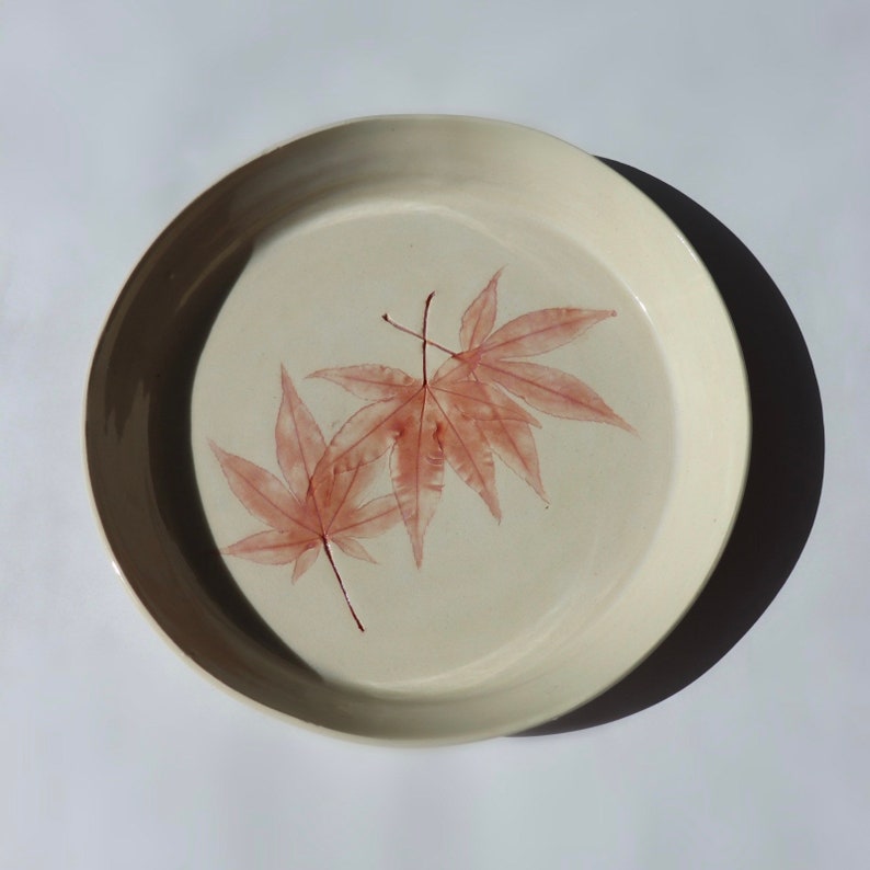 Japanese Maple Plate Ceramic Leaf Dish Ceramic Leaf Plate Pottery Plates Ceramic Plates Botanical Art image 2