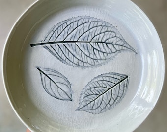 Leaf Print Plate - Leaf Print - Plate - Ceramic Plates - Pottery - Dinnerware - Botanical Art