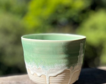 Pottery Bowl Handmade - Green Glaze Pot - Handmade Pottery Bowl - Wheel Thrown Pottery - Stoneware Bowl - Ceramic Bowl