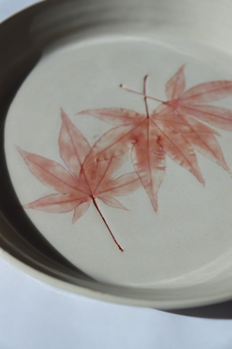 Japanese Maple Plate Ceramic Leaf Dish Ceramic Leaf Plate Pottery Plates Ceramic Plates Botanical Art image 10