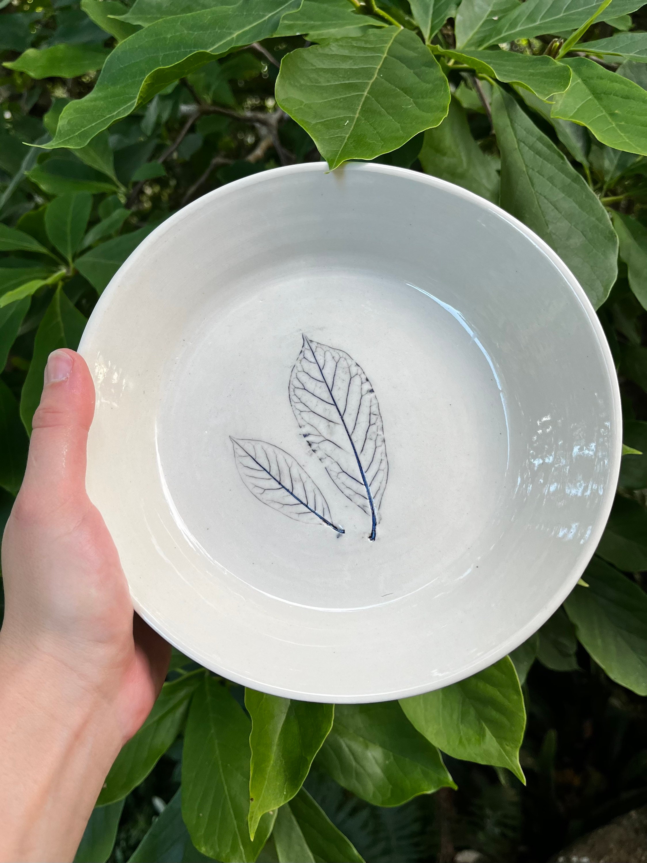Ceramic Plates - Magnolia Art - Magnolia Flower - Magnolia Leaf - Ceramics -Botanical Art - Porcelain - Pottery