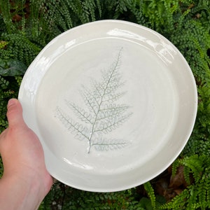 Maidenhair Fern Plate - Fern Leaves - Porcelain - Pottery - Dinnerware - Botanical Art - Plates - Ceramic Plates