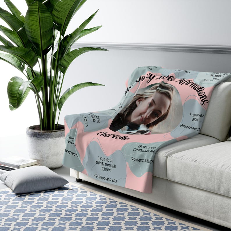 Photo Custom Girls Bible Affirmation Blanket Daily Bible Verses