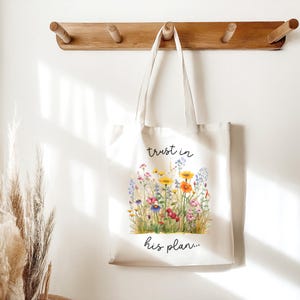 Floral Tote Bag Christian Tote Bag  Women Church Bag Christian Canvas Apparel Gift Bible Bag Trendy Jesus Canvas Tote Bag