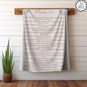 Psalm 91, Prayer, Healing & Bible Verse Blanket, Christian Home Decor, Religious, Inspirational and Spiritual Gift for encouragement