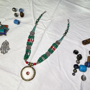 Moroccan Necklace, Berber Necklace, Moroccan Enamel Necklace , Necklace , Vintage Necklace,Tribal Jewelry,Moroccan Treasure, Tuareg Necklace zdjęcie 1