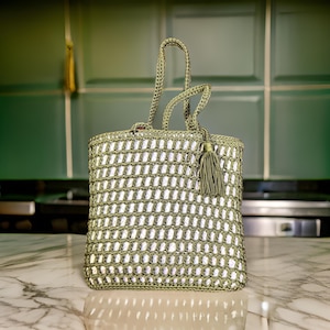 Crochet Raffia Handbag Crochet Raffia Tote Bag | Straw Fringed Beach Woven Shoulder Bag | Boho XLARGE Bag