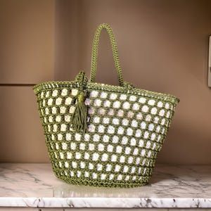 Crochet Raffia Handbag Crochet Raffia Tote Bag | Straw Fringed Beach Woven Shoulder Bag | Boho XLARGE Bag