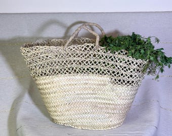 Farmhouse Basket - Vintage Basket  - Market bag - Handmade strawbag - Jane Birkin Basket -  Basket purse - Bohemian Bag - Moroccan handbag