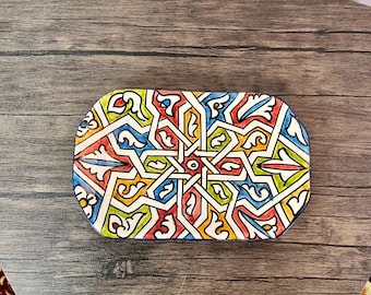 Dekorativ bricka - Serveringsbricka - Zelij Keramikbricka - Perfekt för heminredning - Orientalisk dekorativ bricka - art déco-bricka - set med 3 brickor