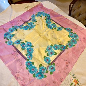 Hand Painted Silk Scarf - 100% Silk Scarf - Headscarf - Painted by hand -Artisan-Made Silk Scarf - Colorful Hand-Painted Fashion