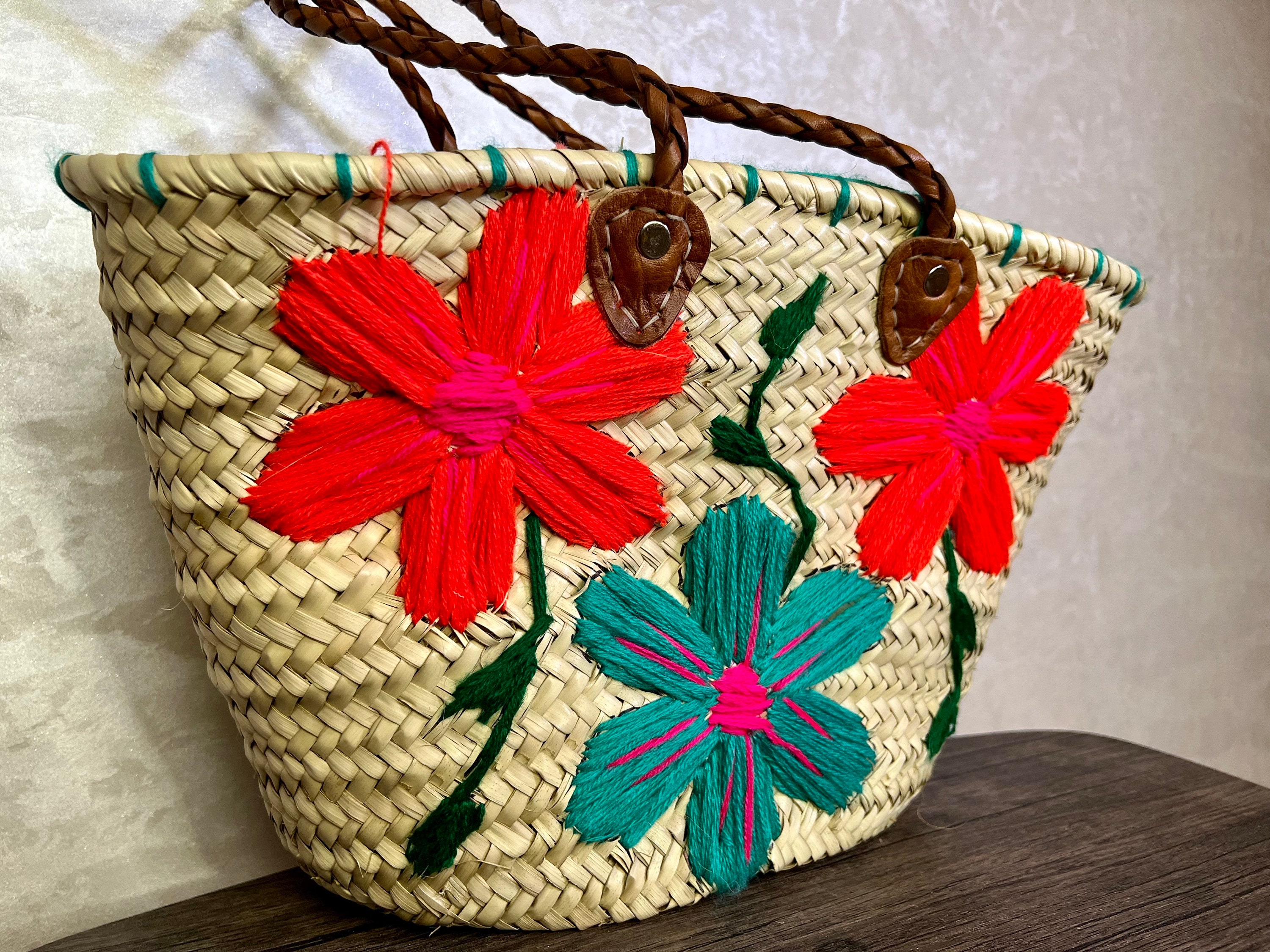 French Market Bag -Woven Basket, Shopping Basket, French Baskets, Moroccan Basket, Straw Basket, Beach Bag