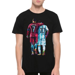 Lionel Messi and Cristiano Ronaldo T-Shirt, Football Legends 100% Cotton Tee, Men&#39;s and Women&#39;s All Sizes (SPR-9523541)
