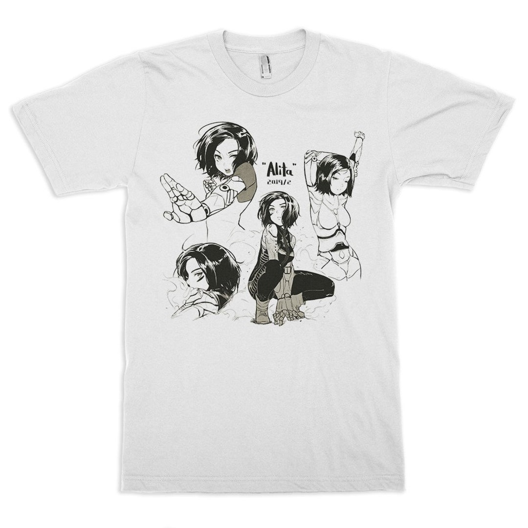 アリタ バトルエンジェル Tシャツ、銃夢マンガシャツ、メンズ 