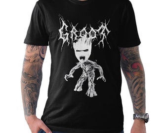 Death Metal Groot T-Shirt, Men's and Women's All Sizes (wr-135)