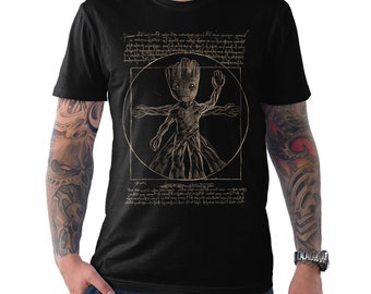 Camiseta de Groot Vitruvio, 100 % algodón, tallas para hombre y mujer (wr-132)