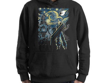 Final Fantasy Cloud Starry Night Hoodie and Sweatshirt, Vincent van Gogh, Unisex Sizes (bma-163)