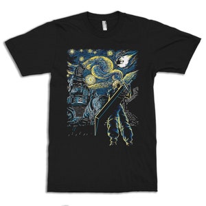 Final Fantasy Cloud Starry Night T-Shirt, Vincent van Gogh Shirt, Men&#39;s and Women&#39;s Sizes (bma-163)