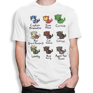 Avengers Cats Funny Comics T-Shirt, 100% Cotton Tee, Men&#39;s and Women&#39;s All Sizes (ld-327)