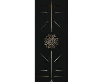 Esterilla de yoga premium con alineación de loto dorado