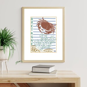 Edição limitada - Poster Crab from Brittany - Design original - Brittany Bretagne Breizh Crozon. SEM MOLDURA. Design original por SLB