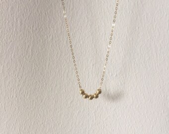 14K Gold Filled Necklace / Cable Chain Necklace / Gold Ball Bead Necklace / Gold Bead Layering Necklace