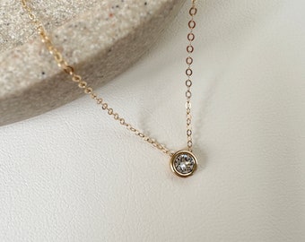 Dainty Gold Filled CZ Stone Choker Necklace