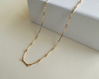 14K Gold Filled Chain Necklace / Bar&Link Chain Necklace / Gold Layering Necklace