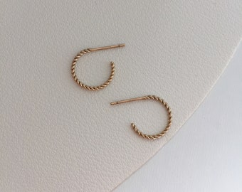 Small Gold Filled Twisted Hoop Earrings (12mm)