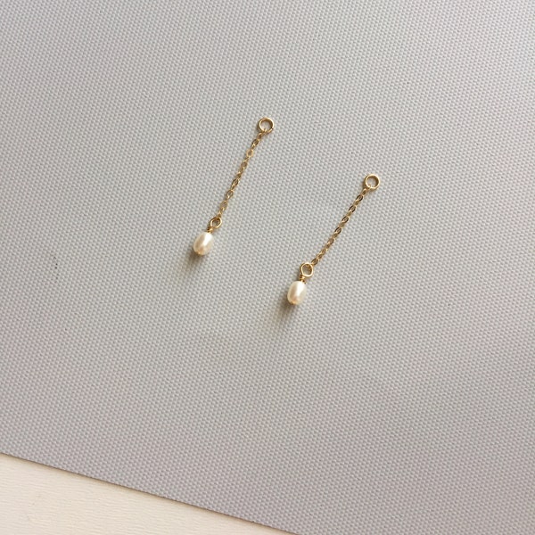 Tiny Pearl Drop Earring Jackets / Gold Filled Earring Charms / Mix and Match Earrings /Stud Earring Charms