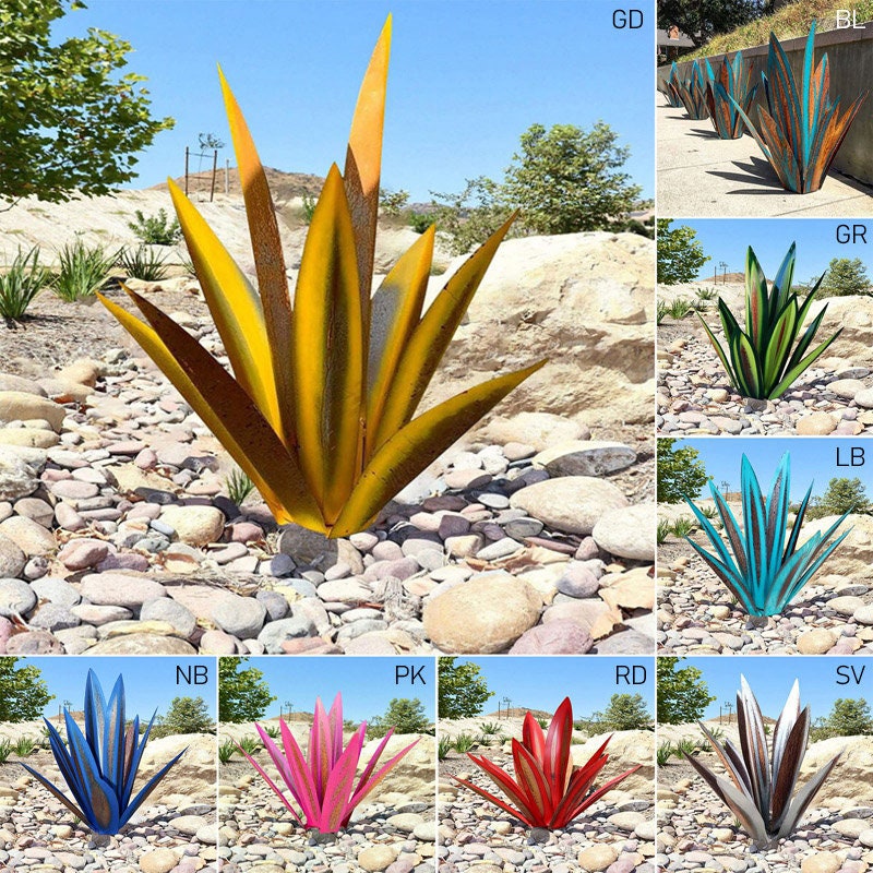 Homight Plantes d'agave en métal - Décoration d'extérieur mexicaine -  Décoration de jardin pour l'extérieur - Fleurs d'art en métal - Cadeaux  pour