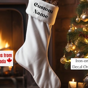 Sticker thermocollant personnalisé pour chaussettes de Noël, Noël, cadeau personnalisé, sticker, Stickers vinyle, fer sur le transfert, sticker de transfert de chaleur, fer sur le nom