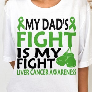 Liver Cancer Awareness Svg Png, My Dad&#39;s Fight Is My Fight Svg, Emerald Green Ribbon Svg, Liver Cancer Support Svg Cricut Sublimation Design